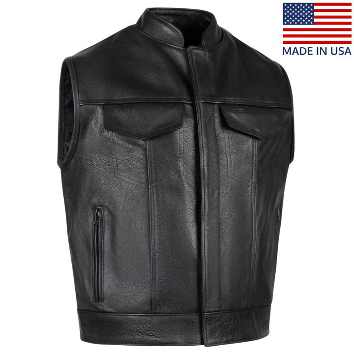 BECK™ Mens 566 Horsehide Leather Motorcycle Vest (Black)