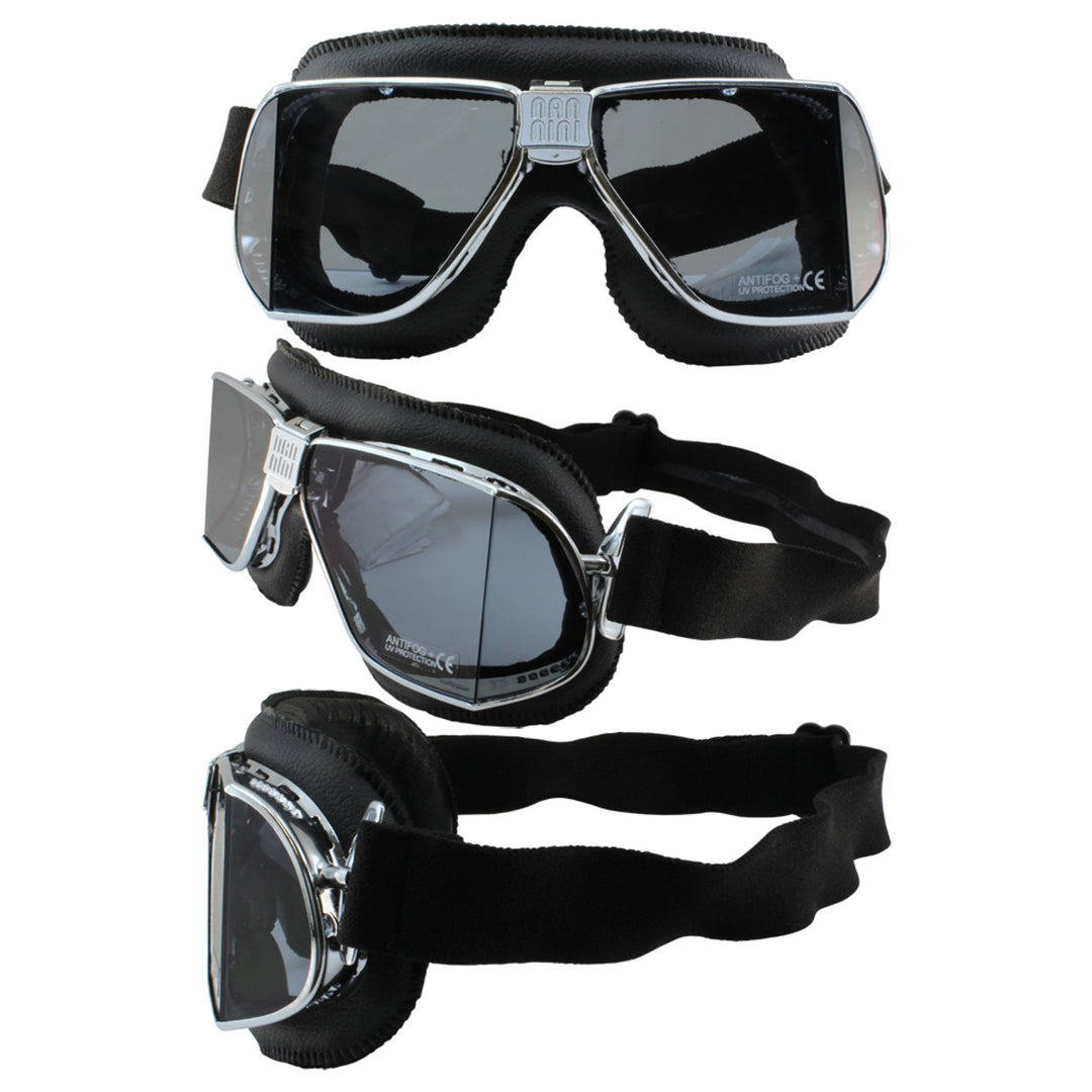 Birdz Eyewear - Custom Matte Chrome Black Leather Smoke Lenses