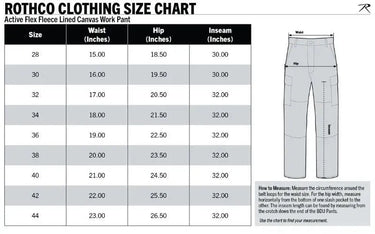 Sizes: 30 & 34 Active Flex Fleece Lined Canvas Work Pants by Rothco FINAL SALE SHIPS SAME DAY