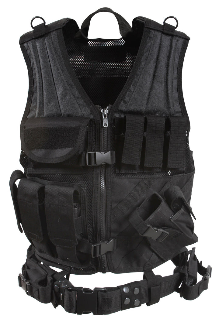 Rothco Cross Draw MOLLE Tactical Vest Black - Final Sale Ships Same Day