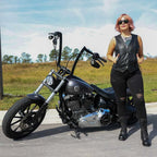 Detail view of Beth - Ladies Premium Leather Vest, showing detailed construction features