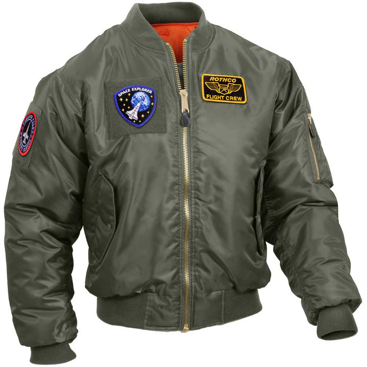 Rothco Mens MA-1 Flight Jacket with Patches Sage Green Size XLARGE - Final Sale Ships Same Day