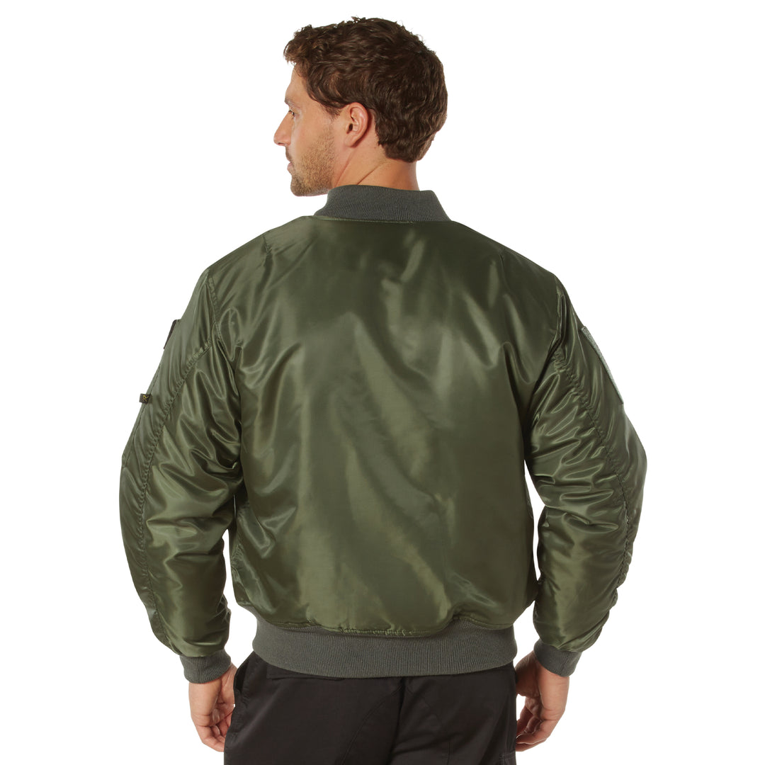 Top Gun MA 1 Nylon Bomber Jacket with Patches Olive 