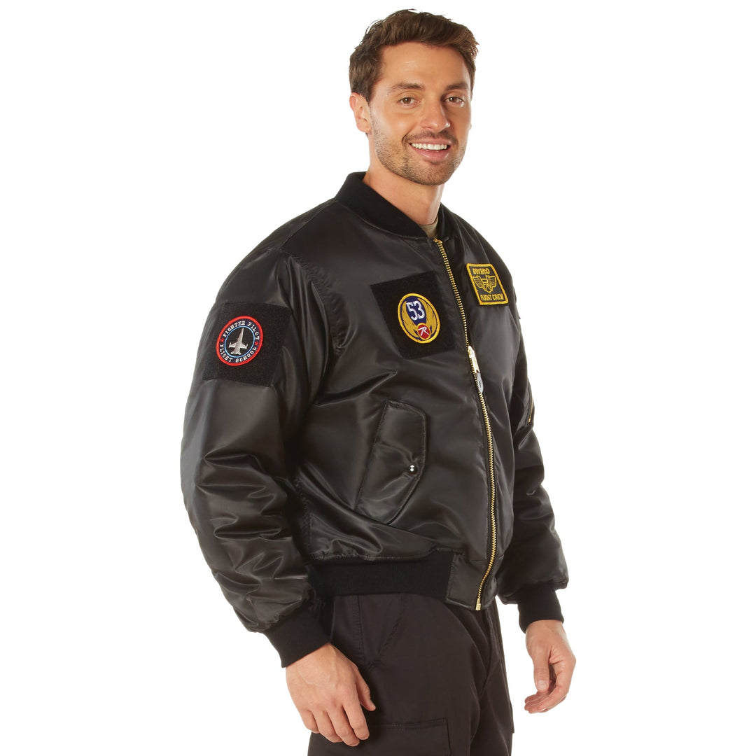 Rothco Mens MA-1 Flight Jacket with Patches (Black) Size 3XLARGE - Final Sale Ships Same Day