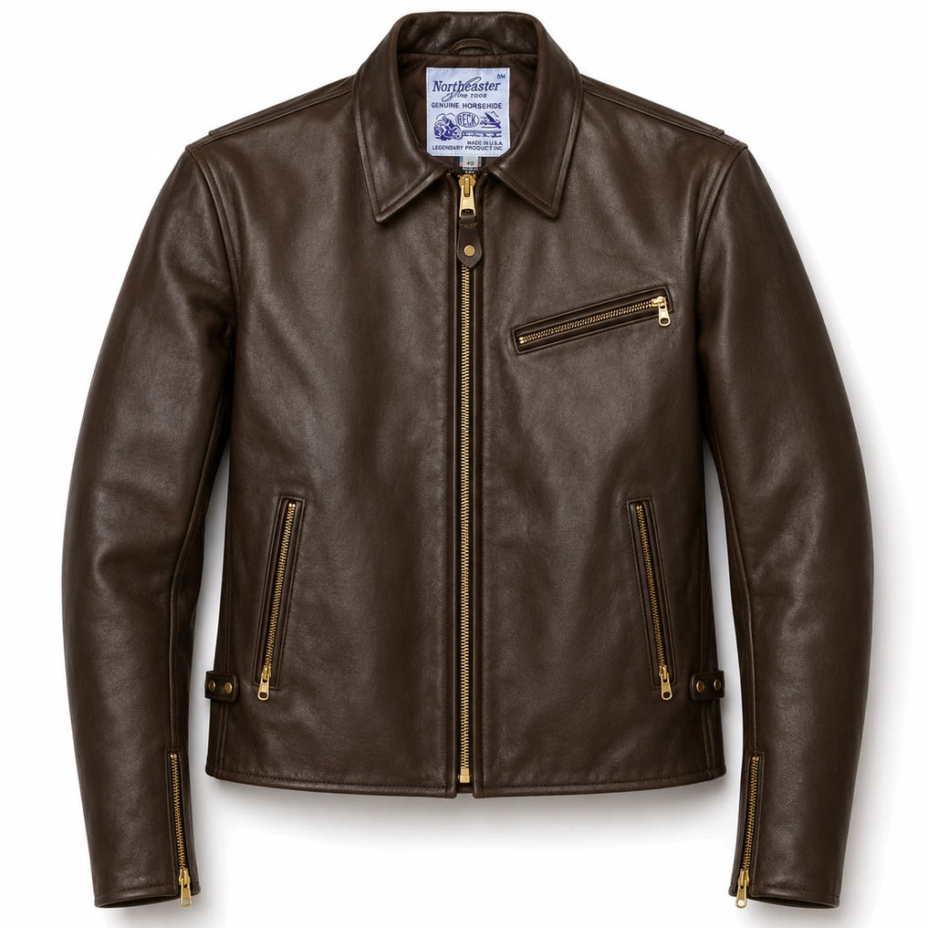 BECK® 777 Northeaster Flying Togs Brown Genuine Horsehide Motorcycle Jacket in brown horsehide made in USA