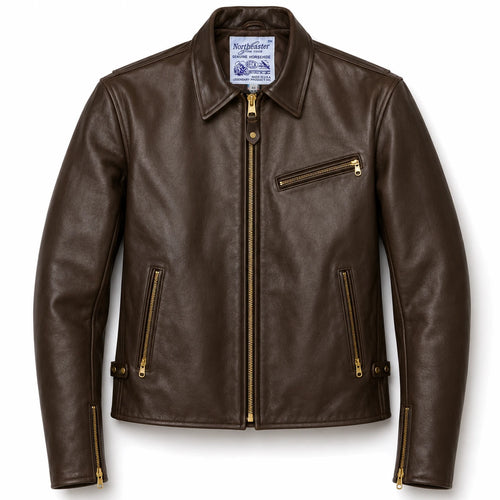 BECK® 777 Northeaster Flying Togs Brown Genuine Horsehide Motorcycle Jacket
