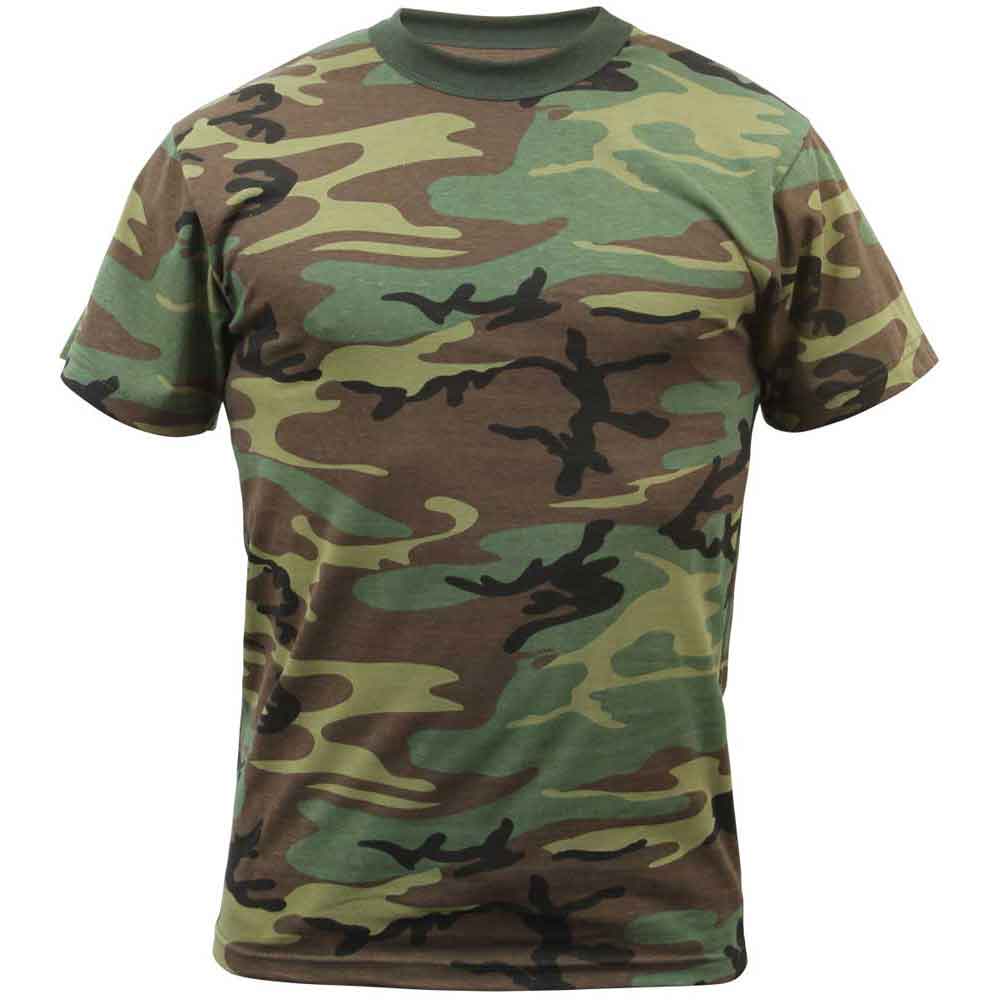 Rothco Mens Color Camouflage T-Shirt Woodland Camo Size LARGE - Final Sale Ships Same Day