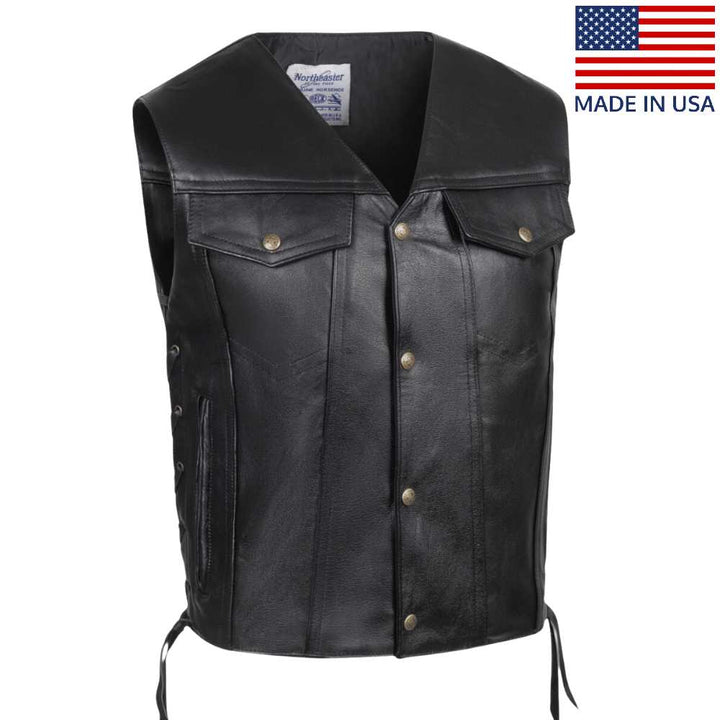 BECK™ Mens 588 Horsehide Lace Side Denim Style Motorcycle Vest