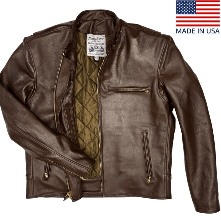 BECK™ 732 Northeaster Flying Togs Genuine Horsehide Motorcycle Jacket (Chestnut Brown)
