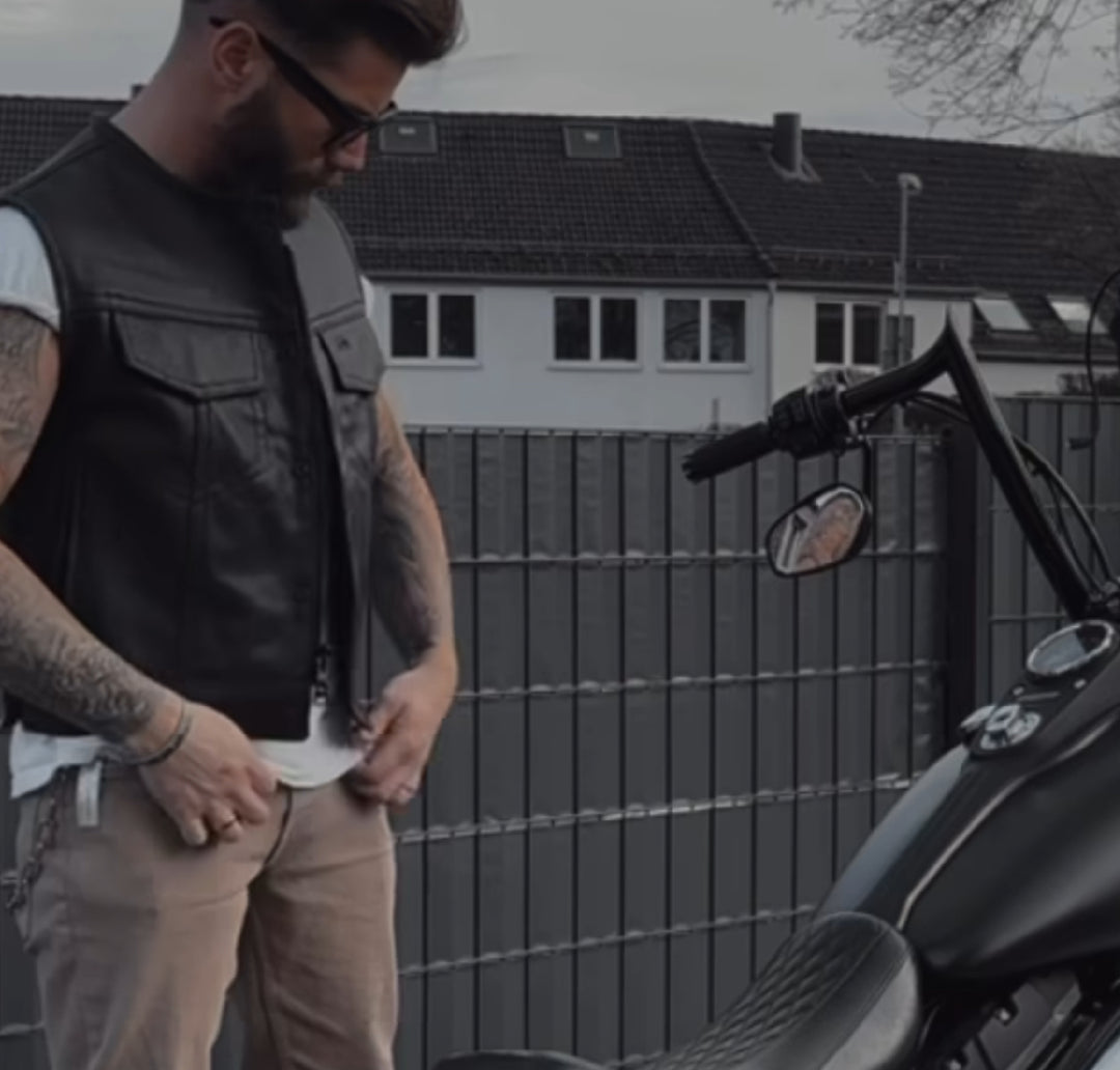 Legendary 'Holy Trinity' Perforated Leather Cropped Motorcycle Vest