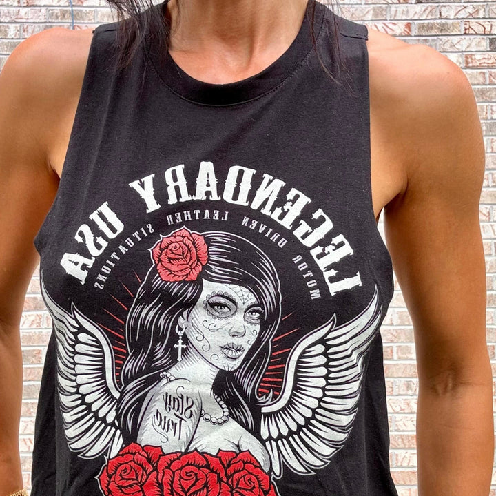 Legendary 'Día de Muertos' Women's Racerback Cropped Tank