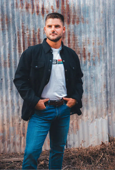 Bohn Kevlar Men's Flannel Riding Shirt – Black