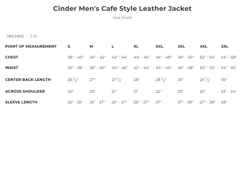 Cinder Men's Café Style Leather Jacket - Limited Edition
