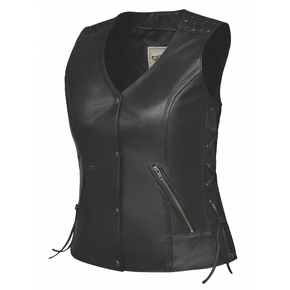 Primary view of Candy - Womens Premium Leather Vest, shown on plain studio background