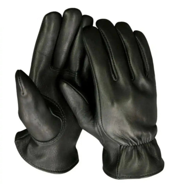 Front view of Churchill Deerskin Leather Classic Motorcycle Gloves, shown on plain studio background