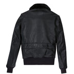 Back view of Cockpit USA Men's Submariner G-1 Jacket in smooth black leather, made in USA
