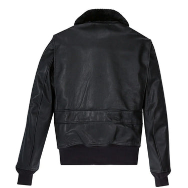 Back view of Cockpit USA Men's Submariner G-1 Jacket in smooth black leather, made in USA