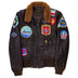 Front view showing Cockpit USA men's leather G-1 flight jacket, shown on plain studio background