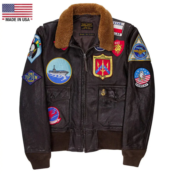 G-1 フライトジャケット vintage top gun レザー A-2 L COCKPIT USA TOP GUN NAVY G-1 LEATHER JACKET BROWN MADE IN USA G1