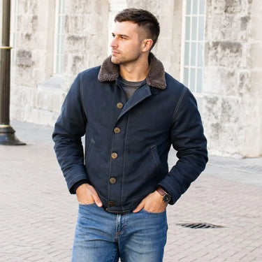 Cockpit USA Men's USN N1 Bedford Cord Deck Jacket (Colors: Navy & Sage)