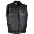 Sizes: 40, 52, 54 'Diamond Cut' Men's Leather Motorcycle Vest FINAL SALE SHIPS SAME DAY