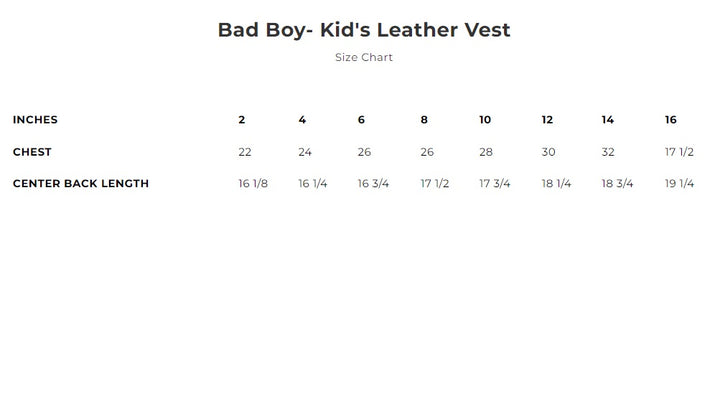 First Mfg Kids Bad Boy Leather Biker Vest