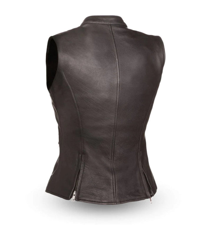 Fairmont Women's Motorcycle Leather Vest by First MFG Size XLARGE - Final Sale Ships Same Day