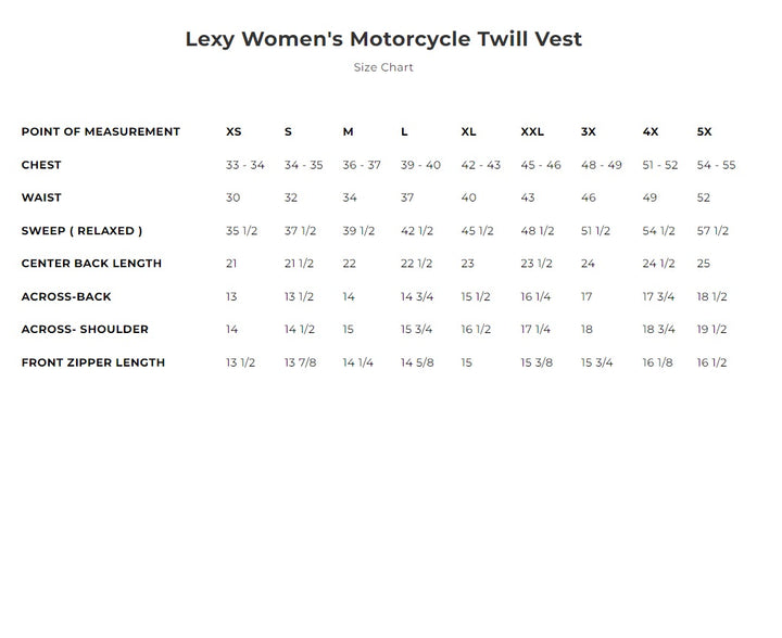 First Mfg Womens Motorcycle Twill Vest