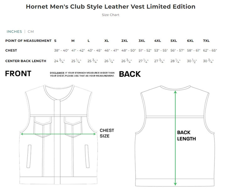 Hornet Men's Club Style Leather Vest - Gold