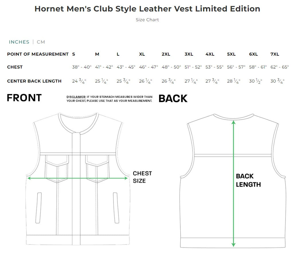 Hornet Men's Club Style Leather Vest - Red