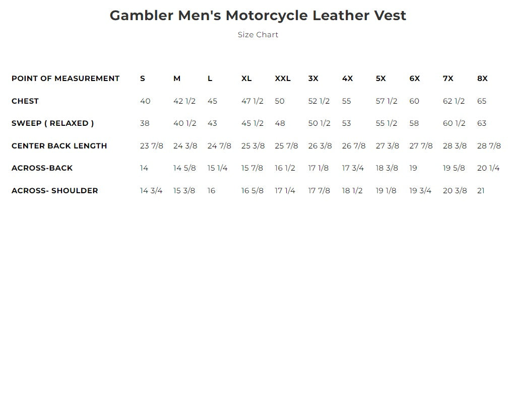 First Mfg Mens Gambler Leather Biker Vest