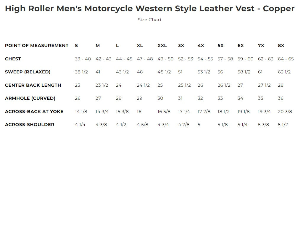 First Mfg High Roller Men's Motorcycle Leather Vest - Copper