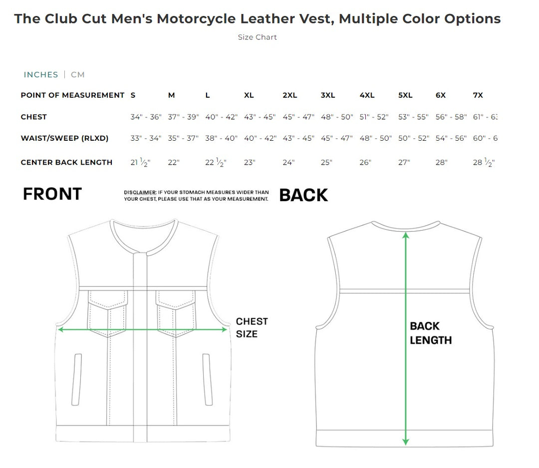 First Mfg The Club Cut Men's Motorcycle Leather Vest - Gold