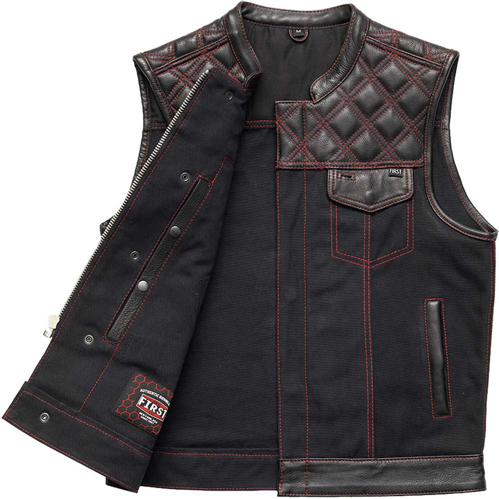First Mfg Mens Hunt Club Diamond Quilt Leather Vest Size LARGE - Final Sale Ships Same Day