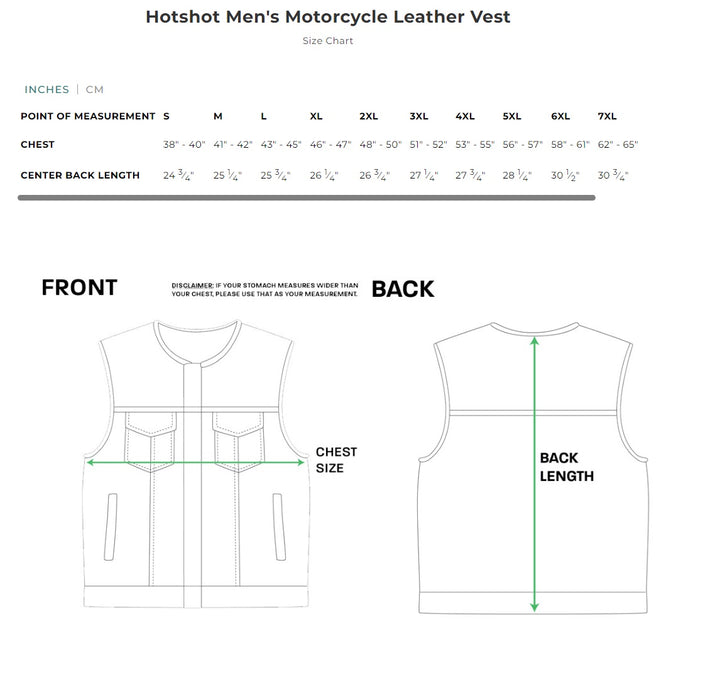 First Mfg Mens Hotshot Platinum Concealment Leather Vest