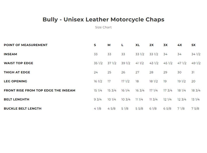 Bully Unisex Motorcycle Platinum Leather Chaps