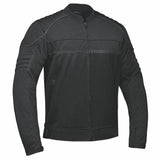 Front view showing men's mesh motorcycle jacket, displayed flat for product detail