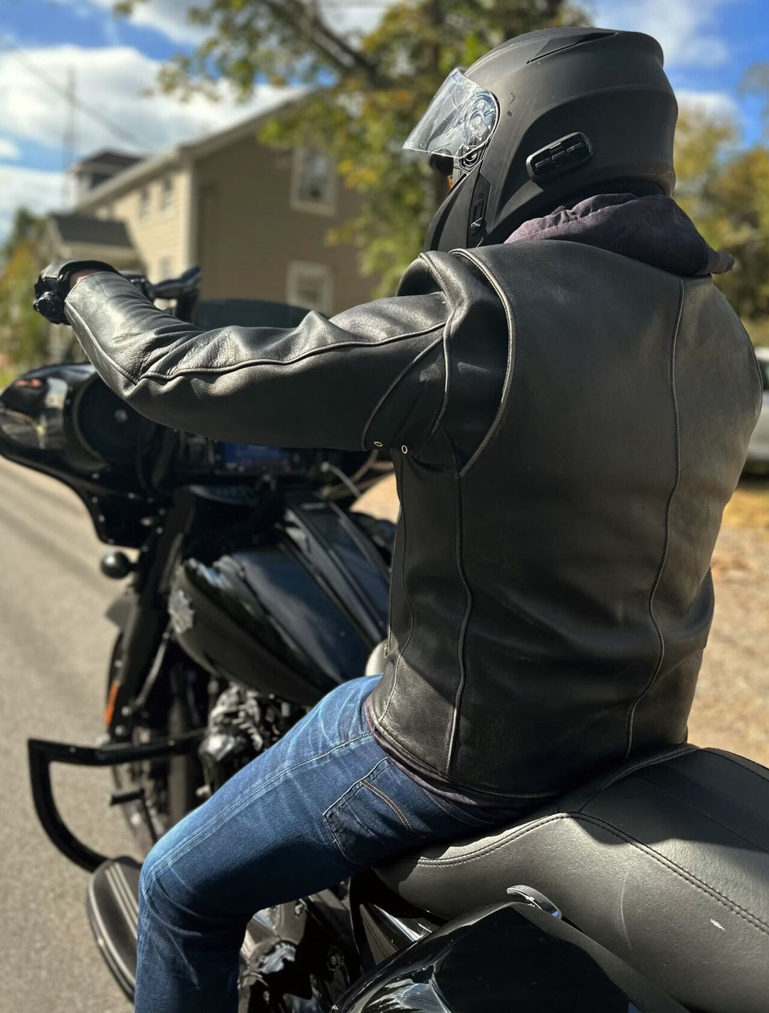  All Leather Camouflage Biker Jacket (52) : Automotive