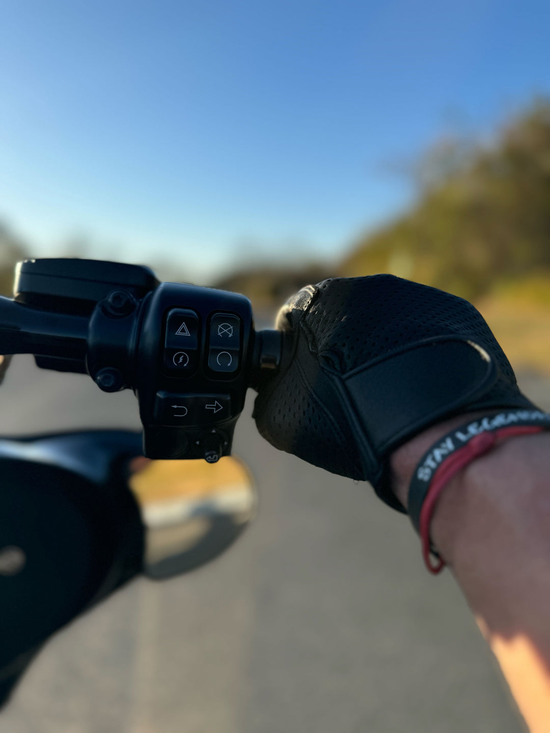 Legendary 'ILL DOZER' Perforated Top Short Wrist Outseam Deerskin Motorcycle Gloves