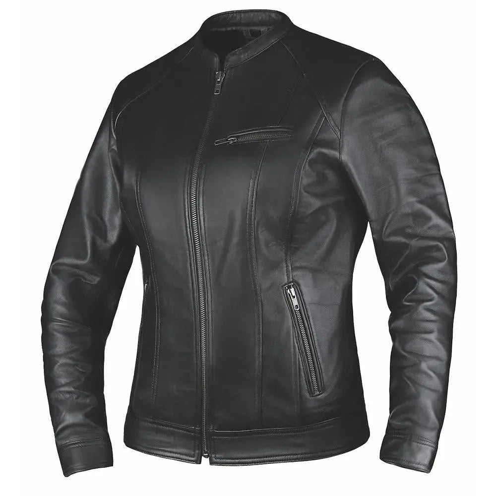 Main product view of The Iris - Ladies Premium Leather Motorcycle Jacket, shown on plain studio background