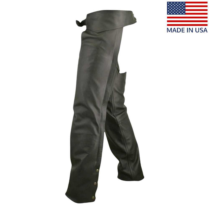 Legendary 'Bad Ass' Leather Motorcycle Chaps - Black
