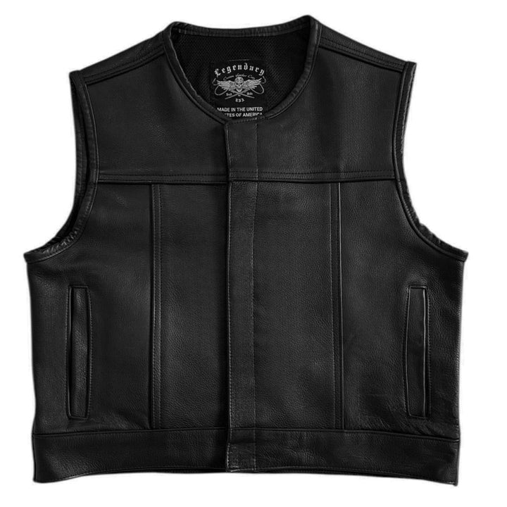 Legendary 'Lowlife NCP' Black Cropped Fitted Leather Club Style Motorcycle Vest