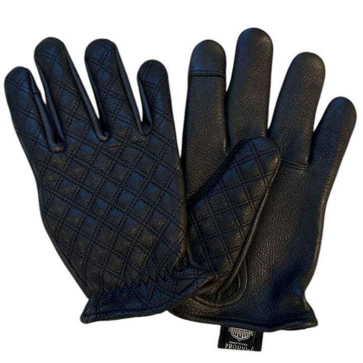 Legendary Double-Diamond Stitched Deerskin Short Wrist Touchscreen Gloves - Black