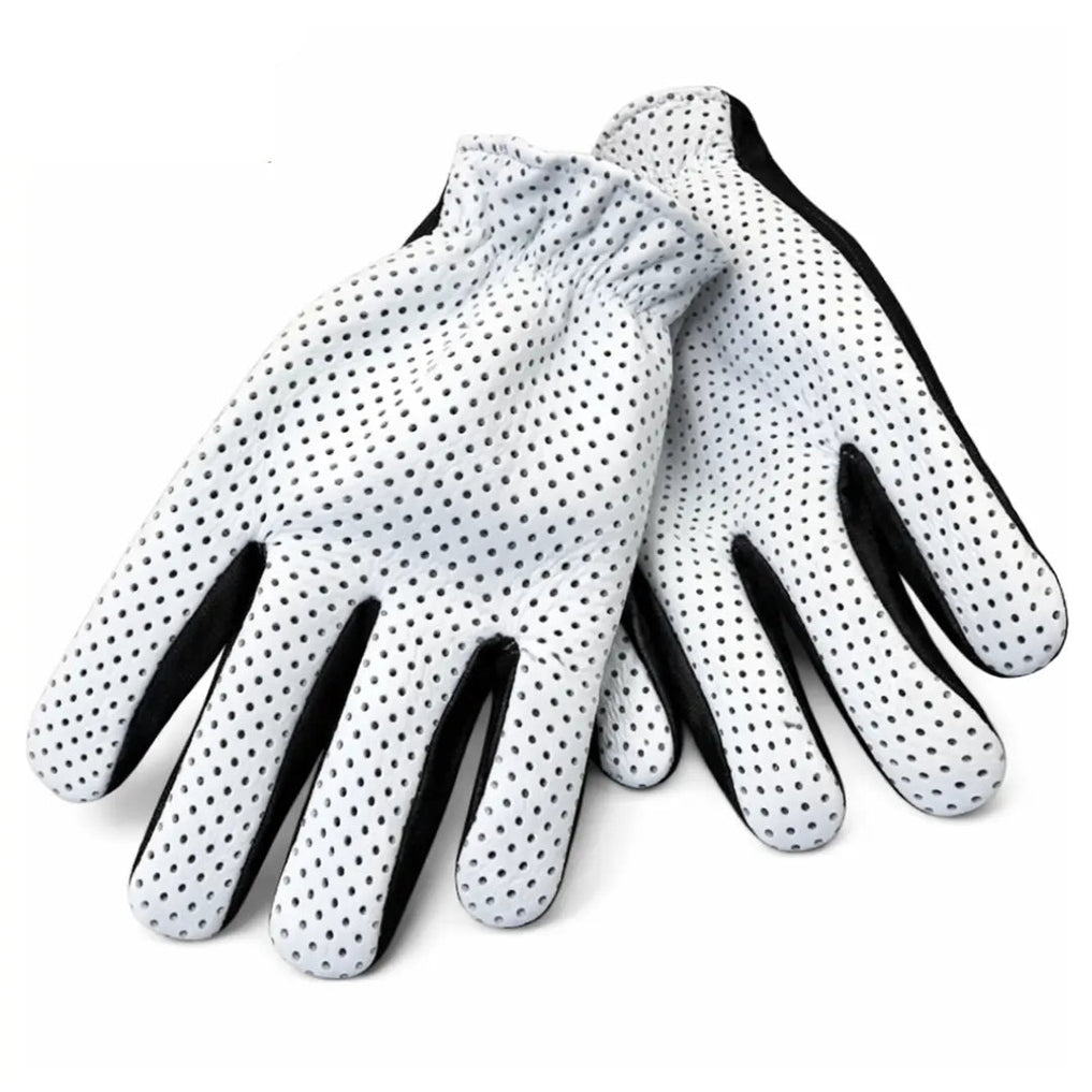 Front view showing Legendary ventilated black gloves, with brand detailing visible