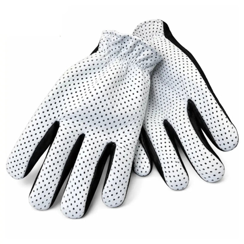 Front view showing Legendary ventilated black gloves, with brand detailing visible