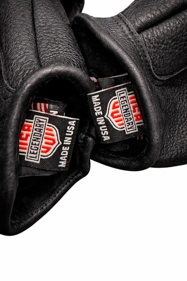 Legendary 'Spitfire' Black Deerskin Short Wrist Touchscreen Motorcycle Gloves