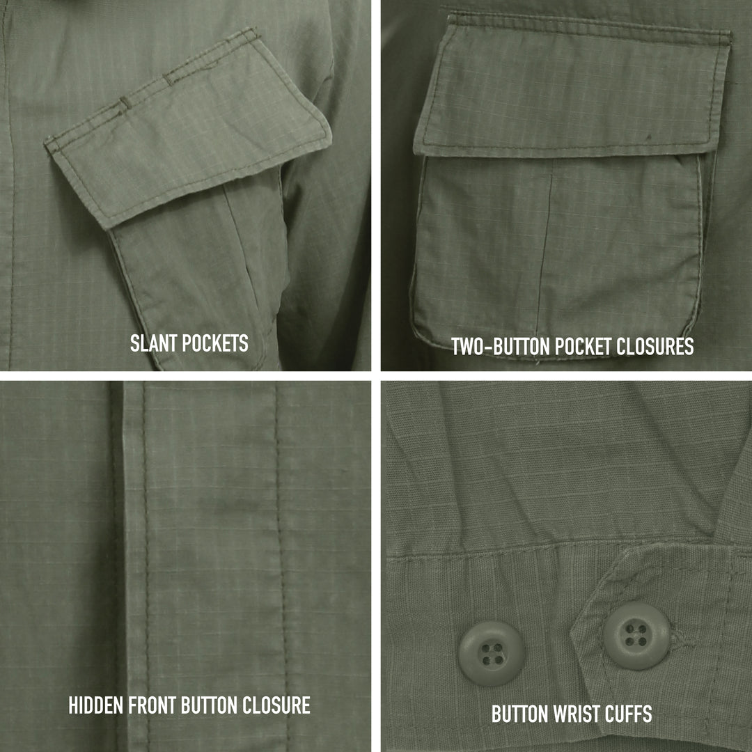 Rothco Mens Vintaged Vietnam Military Fatigue Shirt