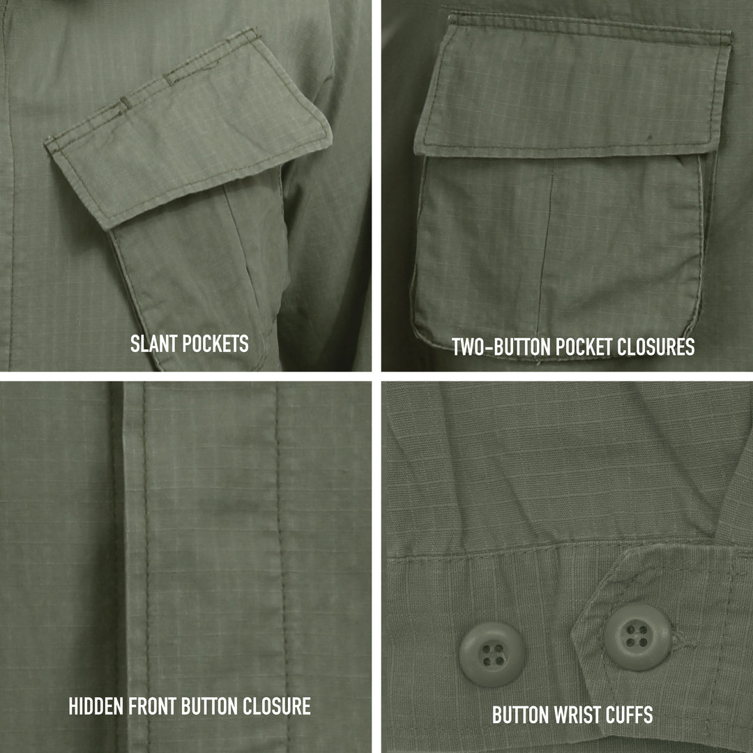 Rothco Mens Vintaged Vietnam Military Fatigue Shirt Olive Drab Size SMALL - Final Sale Ships Same Day