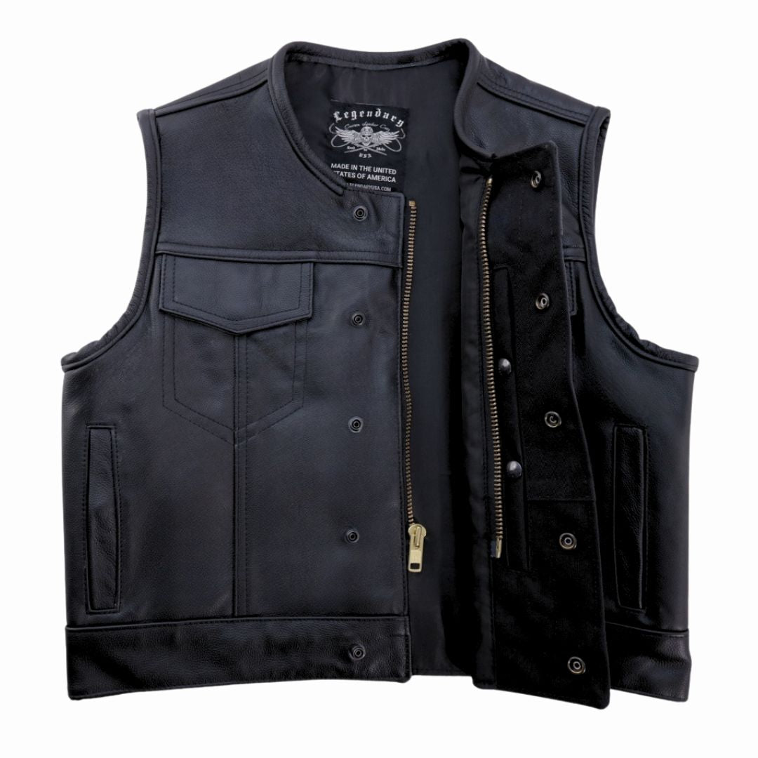 Legendary 'Lowlife' Leather Cropped Fitted Club Style Motorcycle Vest