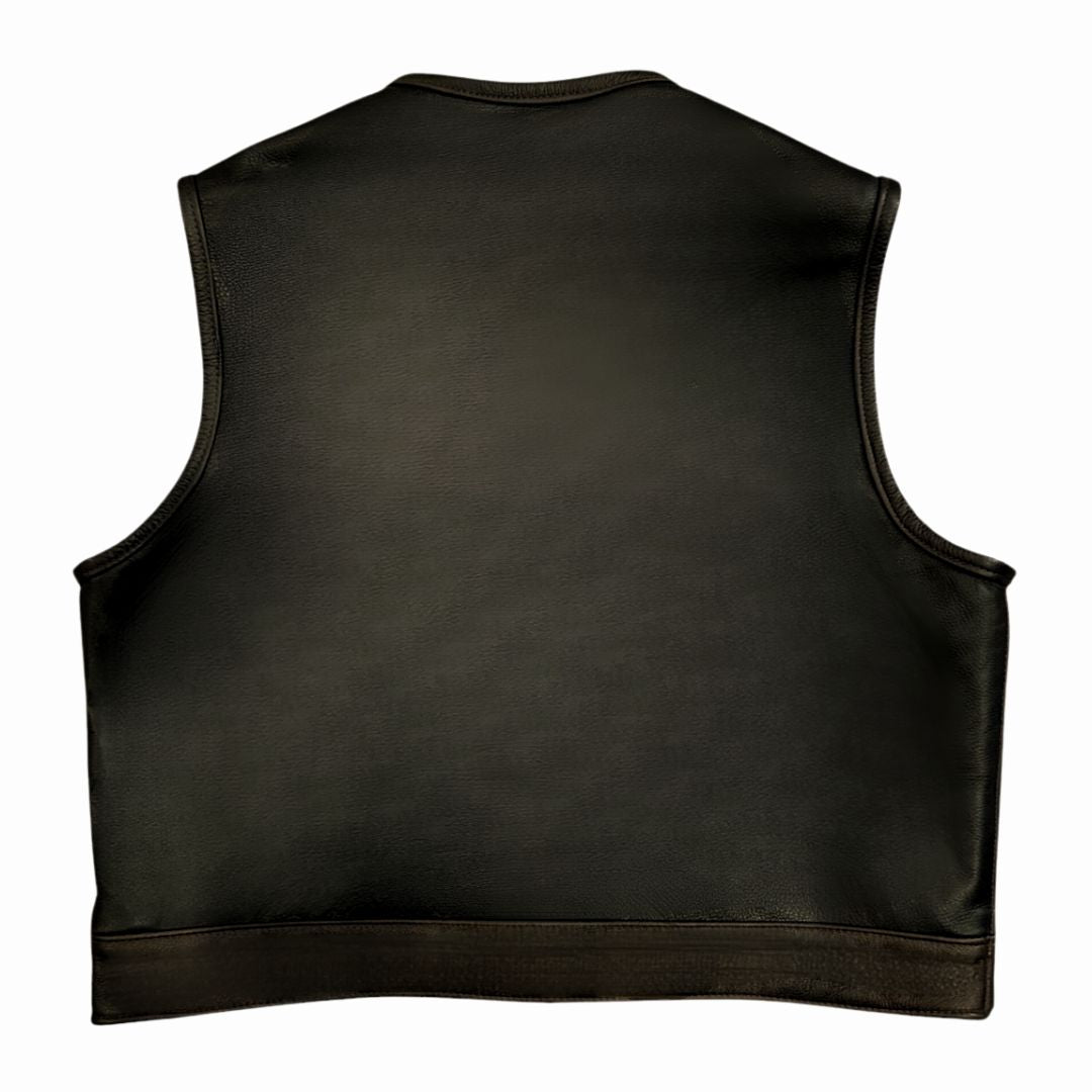 Legendary 'Lowlife Z' Dark Chocolate Cropped Fitted Leather Club Style Motorcycle Vest